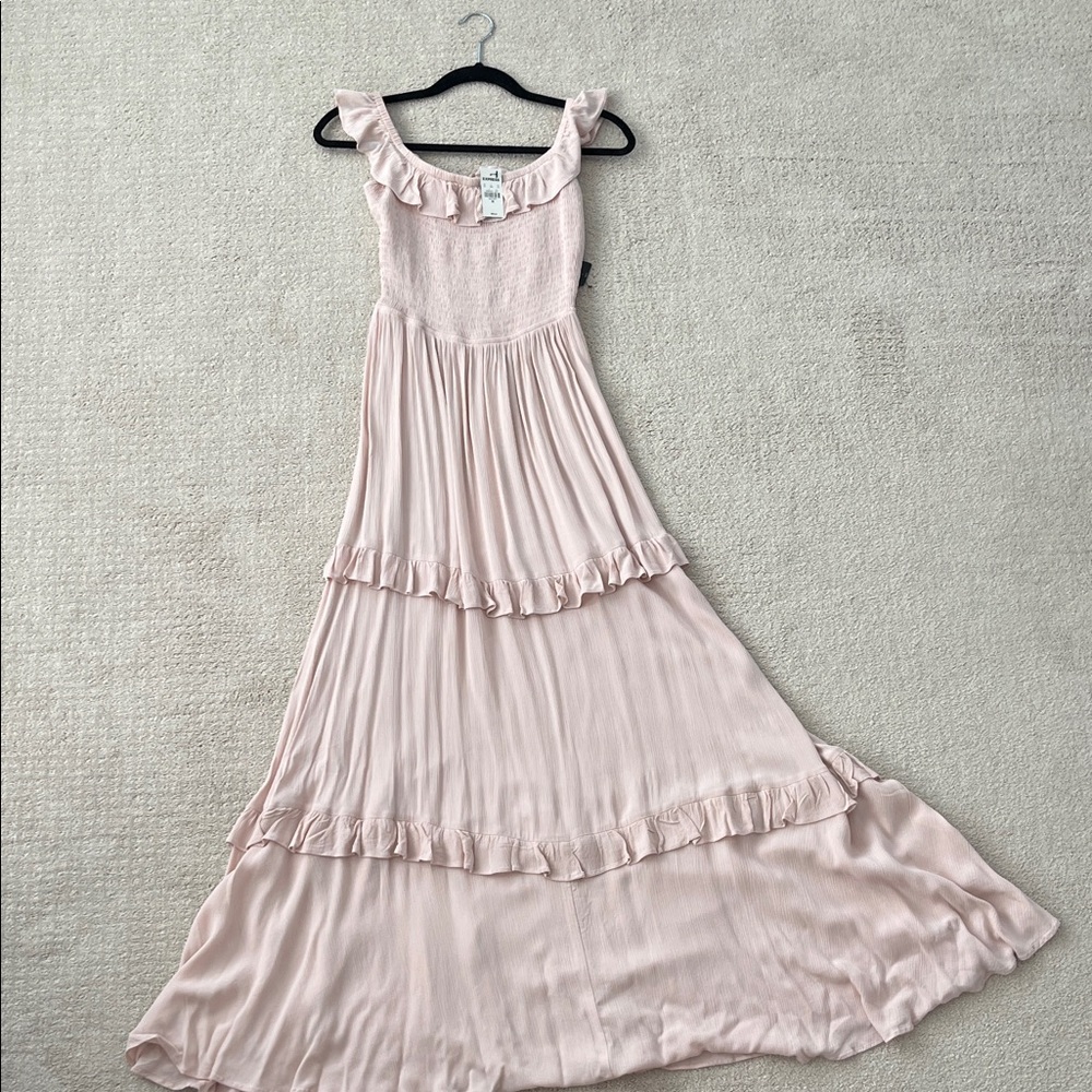 Express Blush Ruffle Tiered Maxi Dress
